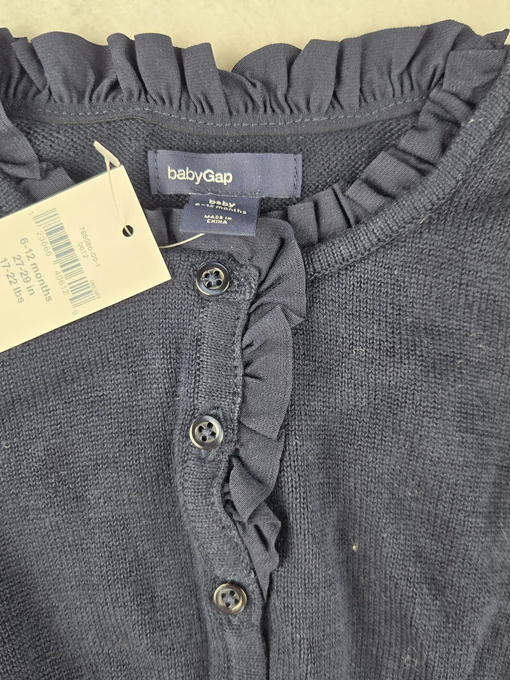 NWT Gymboree Blue Button Up Sweater Size 6-12 Ruffled Soft